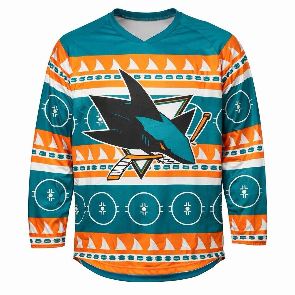 San Jose Sharks NHL Hockey Ugly Sweater Jersey SGA XL Idegy Long Sleeve